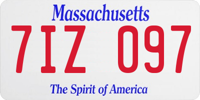 MA license plate 7IZ097