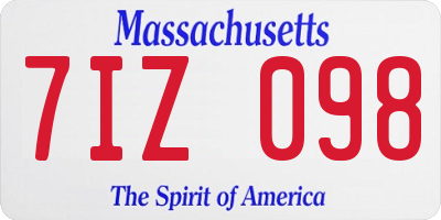 MA license plate 7IZ098