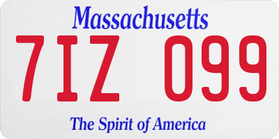 MA license plate 7IZ099