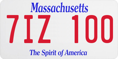 MA license plate 7IZ100