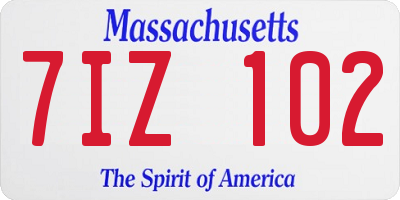 MA license plate 7IZ102