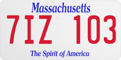 MA license plate 7IZ103