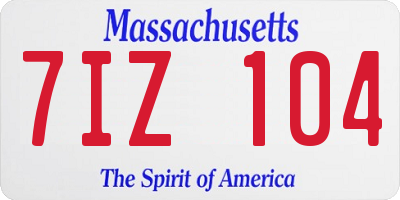 MA license plate 7IZ104
