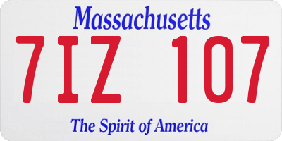 MA license plate 7IZ107