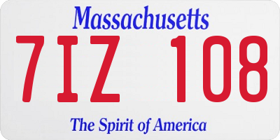 MA license plate 7IZ108