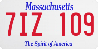 MA license plate 7IZ109