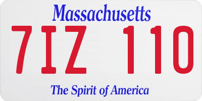 MA license plate 7IZ110
