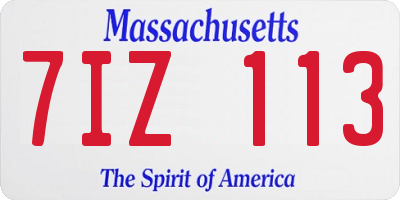 MA license plate 7IZ113