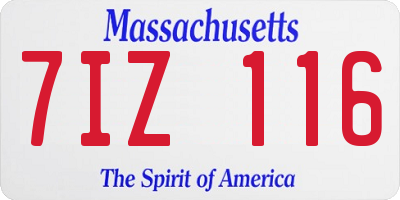 MA license plate 7IZ116