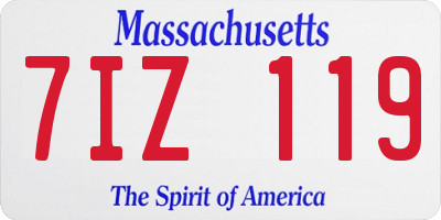MA license plate 7IZ119