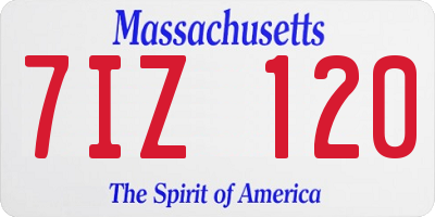 MA license plate 7IZ120