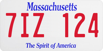 MA license plate 7IZ124