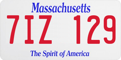 MA license plate 7IZ129