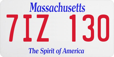 MA license plate 7IZ130