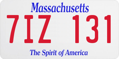 MA license plate 7IZ131