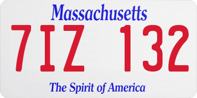 MA license plate 7IZ132