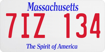 MA license plate 7IZ134