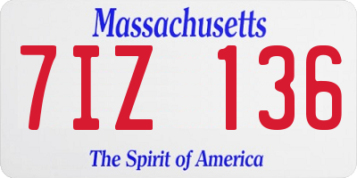 MA license plate 7IZ136