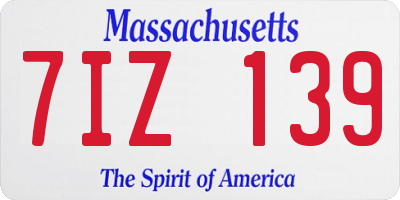 MA license plate 7IZ139