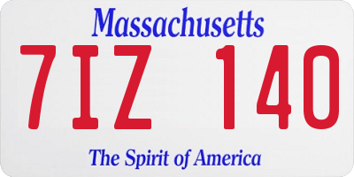 MA license plate 7IZ140