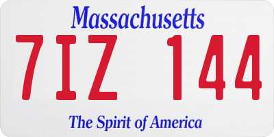 MA license plate 7IZ144