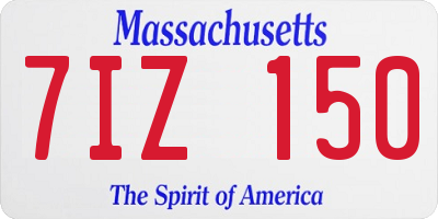 MA license plate 7IZ150