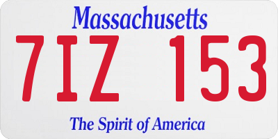 MA license plate 7IZ153