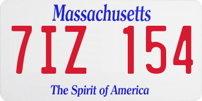 MA license plate 7IZ154