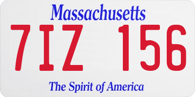 MA license plate 7IZ156
