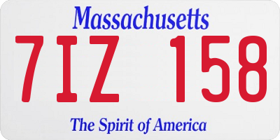 MA license plate 7IZ158