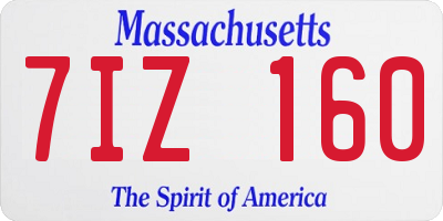 MA license plate 7IZ160