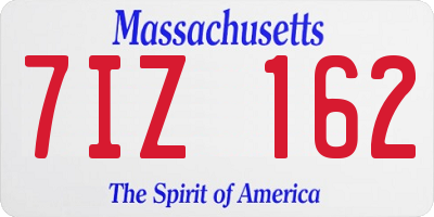 MA license plate 7IZ162