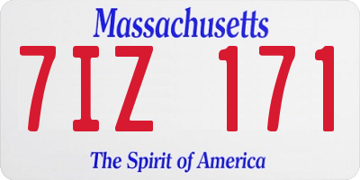 MA license plate 7IZ171