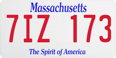 MA license plate 7IZ173