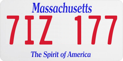MA license plate 7IZ177
