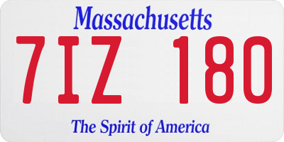 MA license plate 7IZ180