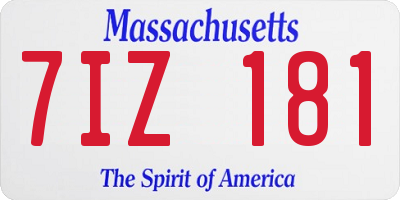 MA license plate 7IZ181