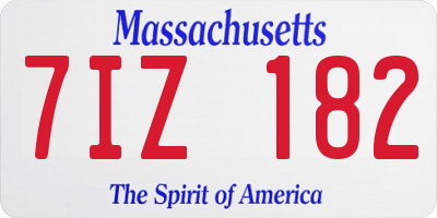 MA license plate 7IZ182