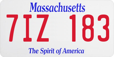 MA license plate 7IZ183