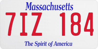 MA license plate 7IZ184