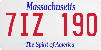 MA license plate 7IZ190