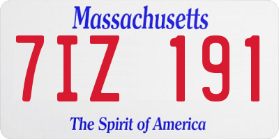 MA license plate 7IZ191