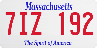 MA license plate 7IZ192