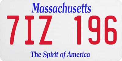 MA license plate 7IZ196