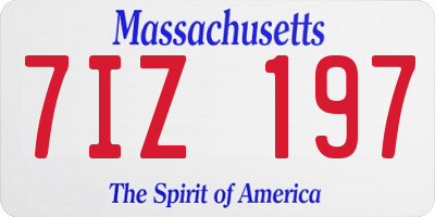 MA license plate 7IZ197
