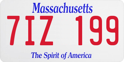 MA license plate 7IZ199