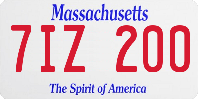 MA license plate 7IZ200