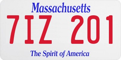 MA license plate 7IZ201