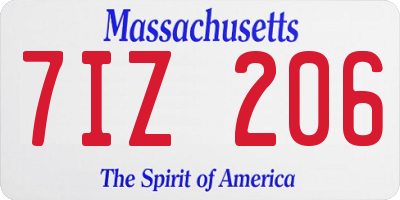 MA license plate 7IZ206