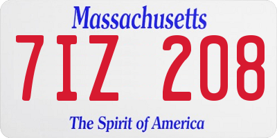 MA license plate 7IZ208